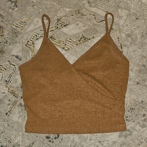 Brown Ribbed Women's Top